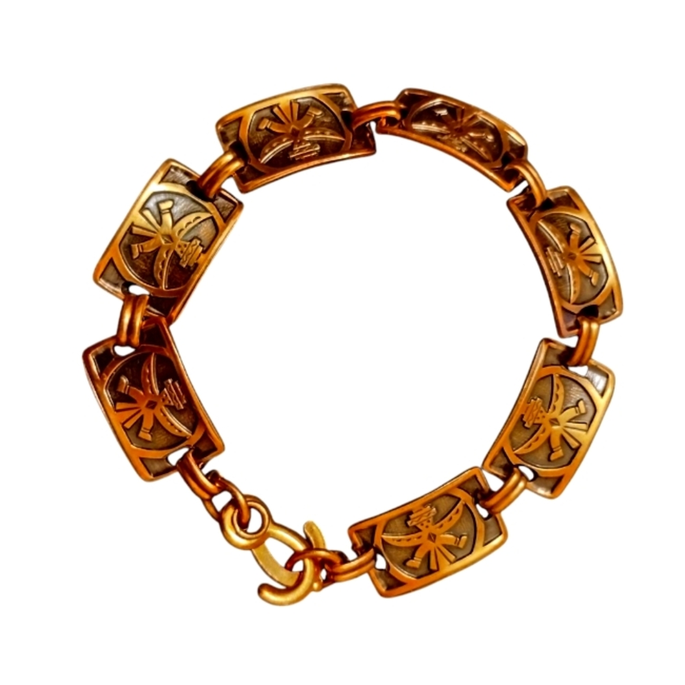 Elegant Bronze Gold-Tone Bracelet With Facinating Images